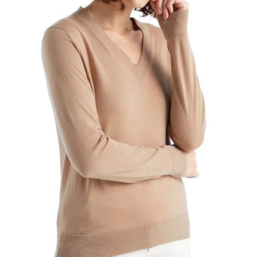 Clothing * | Icebreaker Shirts And Sports Bras Women'S Merino Wilcox Merino Long Sleeve Sweater Praline