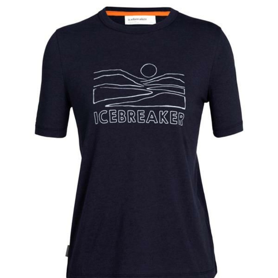 Clothing * | Icebreaker Shirts And Sports Bras Women'S Merino Central Sunset T-Shirt Midnight Navy