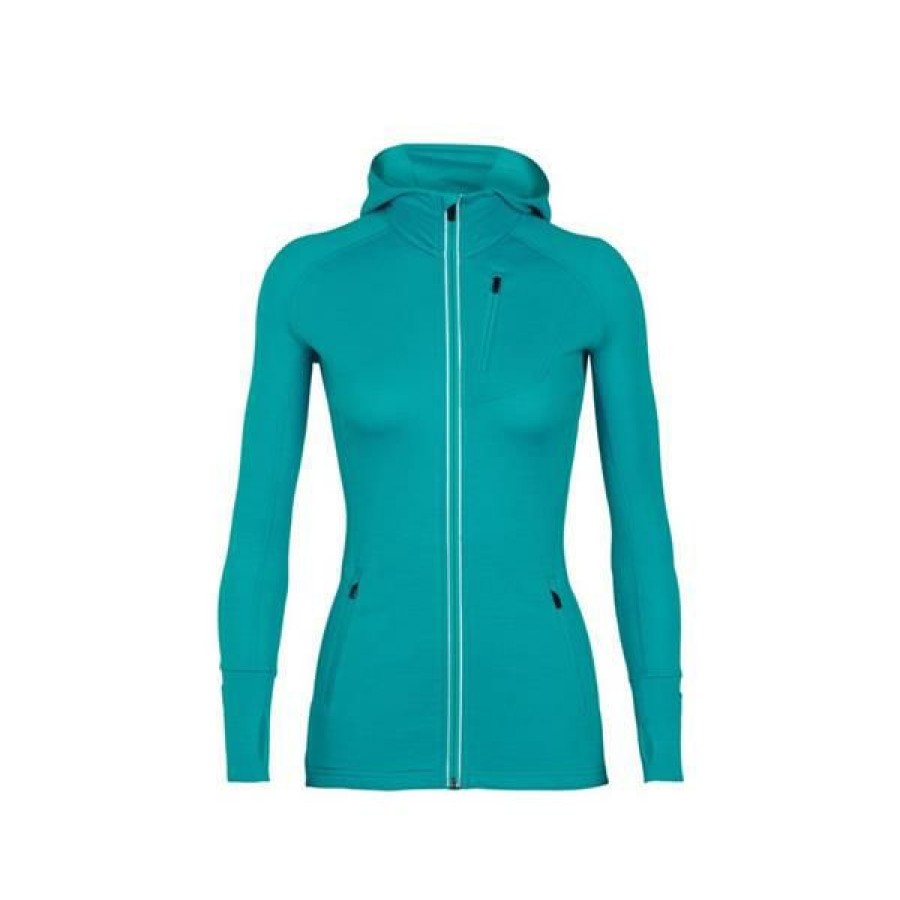 Clothing * | Icebreaker Shirts And Sports Bras Women'S Quantum Long Sleeve Zip Hood Arctic Teal