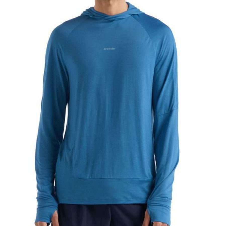 Clothing * | Icebreaker Shirts And Sports Bras Men'S Cool-Lite Merino Long Sleeve Hoodie Azul