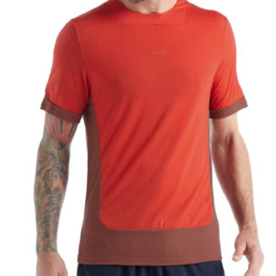 Clothing * | Icebreaker Shirts And Sports Bras Men'S Merinos Zoneknit T-Shirt Lava/Grape