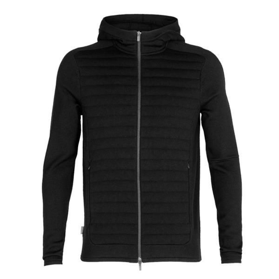 Clothing * | Icebreaker Shirts And Sports Bras Men'S Zoneknit Merino Insulated Long Sleeve Zip Hoodie Black