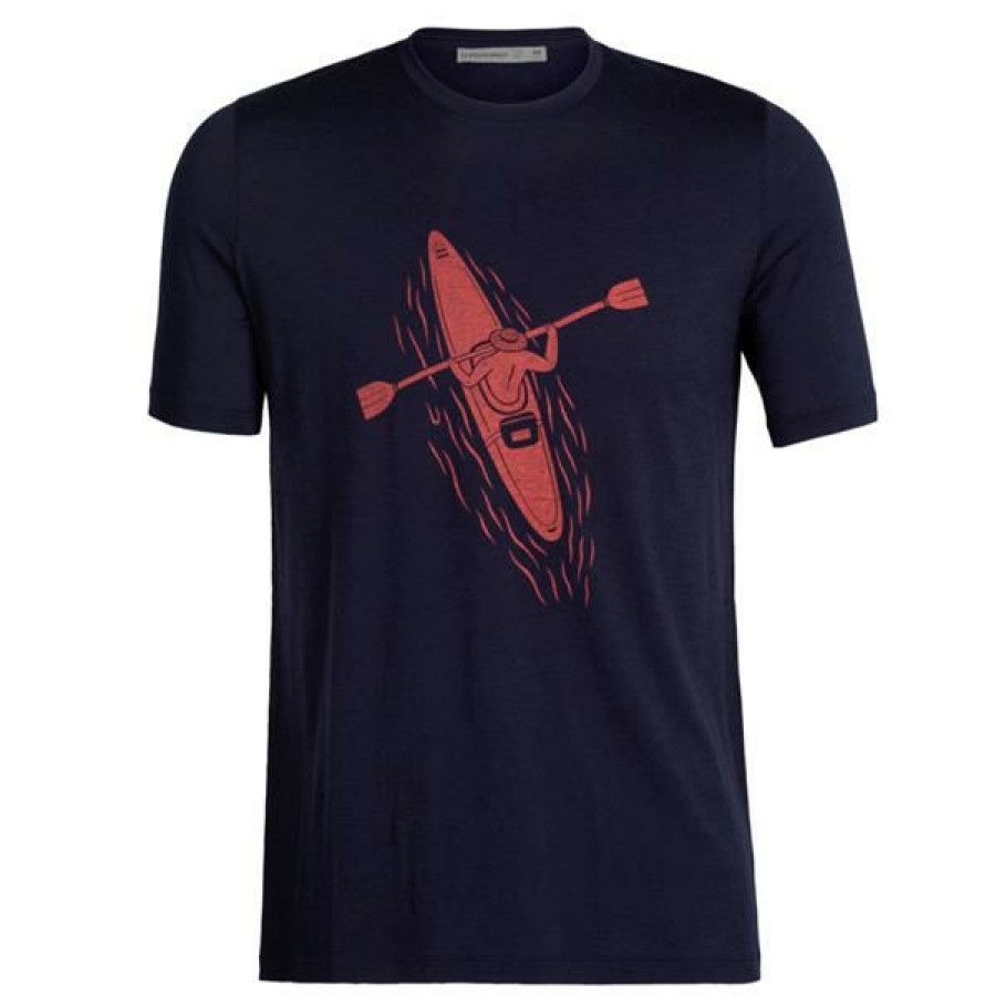 Clothing * | Icebreaker Shirts And Sports Bras Men'S Merino Tech Lite Ii Paddle Lines T-Shirt Midnight Navy