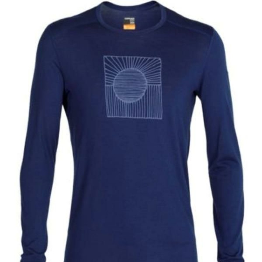 Clothing * | Icebreaker Shirts And Sports Bras Men'S 200 Oasis Crewe Solar Long Sleeve Royal Navy