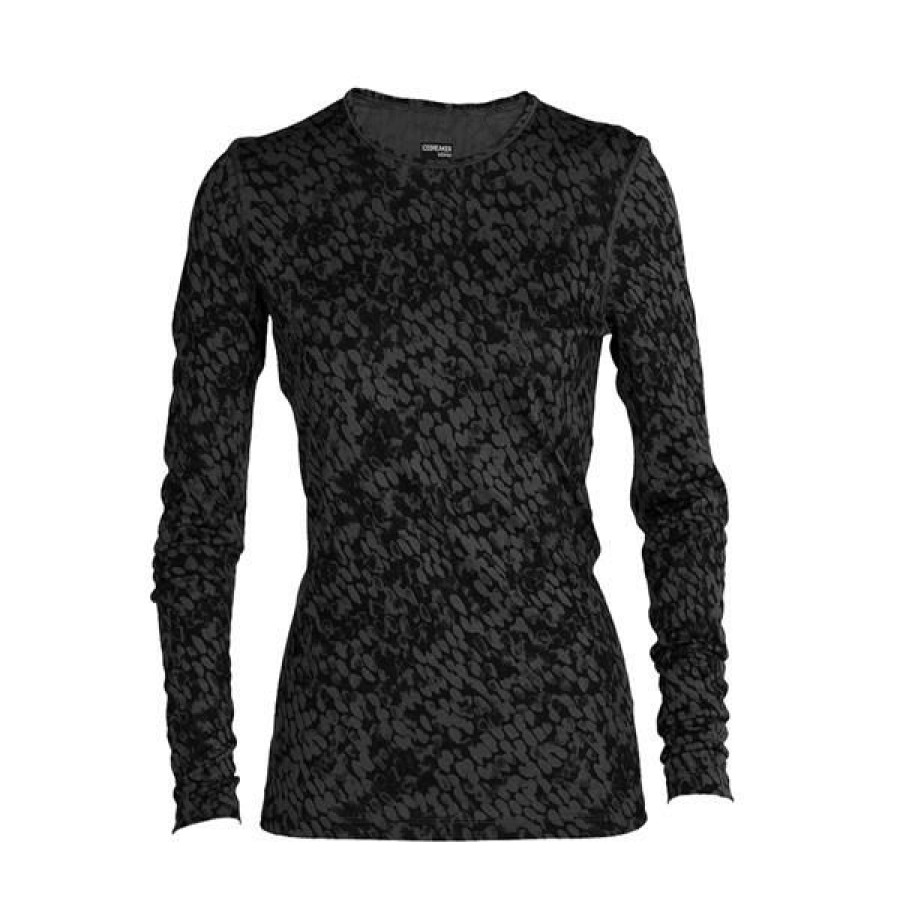 Clothing * | Icebreaker Shirts And Sports Bras Women'S 200 Oasis Crew Forest Shadow Long Sleeve Black