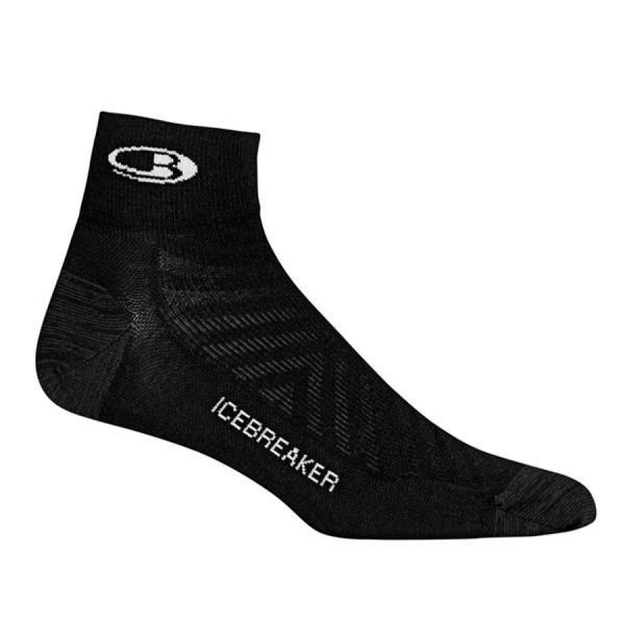 Clothing * | Icebreaker Men'S Merino Run+ Ultralight Mini Socks Black Snowflakes